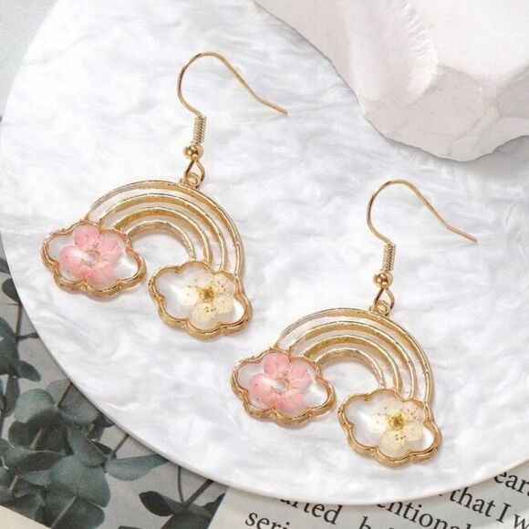 Floral Rainbow Earrings N868 - Picture 1 of 3
